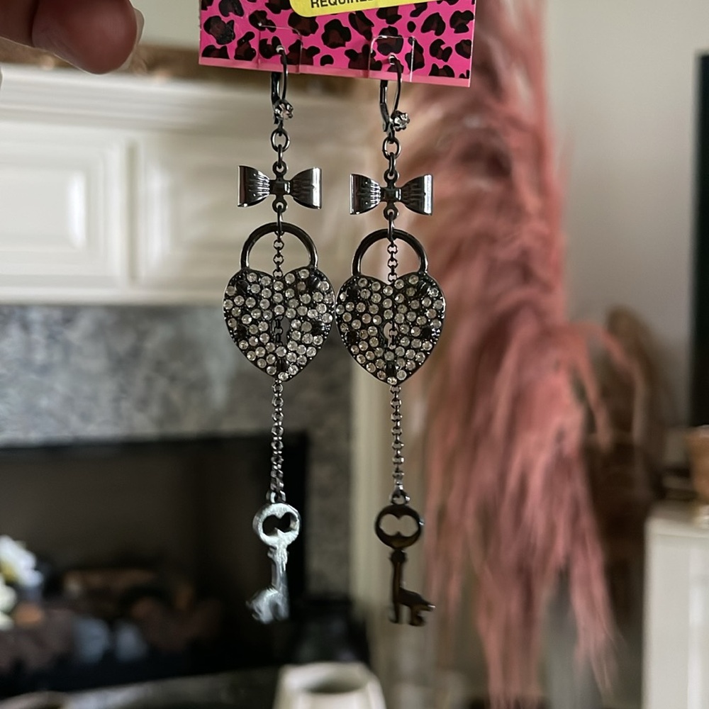 Betsey Johnson Lock and Key Earrings